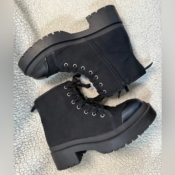 Torrid Black Canvas Lug Bootie - Extra Wide Width (WW) - Picture 2 of 7